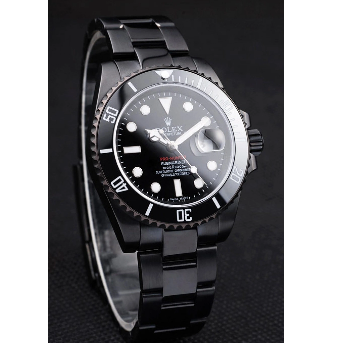 Aaa replica watch Pro-Hunter Steel Submariner Strap Rolex Swiss Dial Black Black 0524